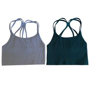 Forever 21 Ribbed Cropped Tank Top Spaghetti Strap CrissCross Back Bundle Size S